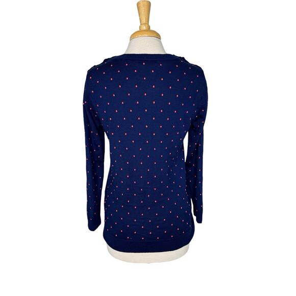 J.CREW Blue & Pink Swiss Dot Crew Neck Sweater Size Large Womens - Picture 3 of 10